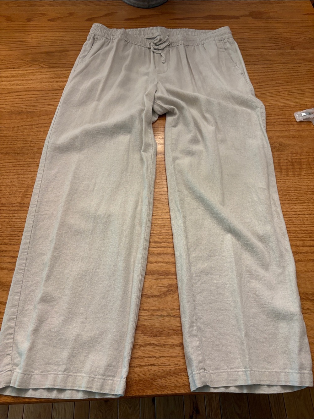 Old Navy Beige/Taupe Drawstring Linen Blend Pants